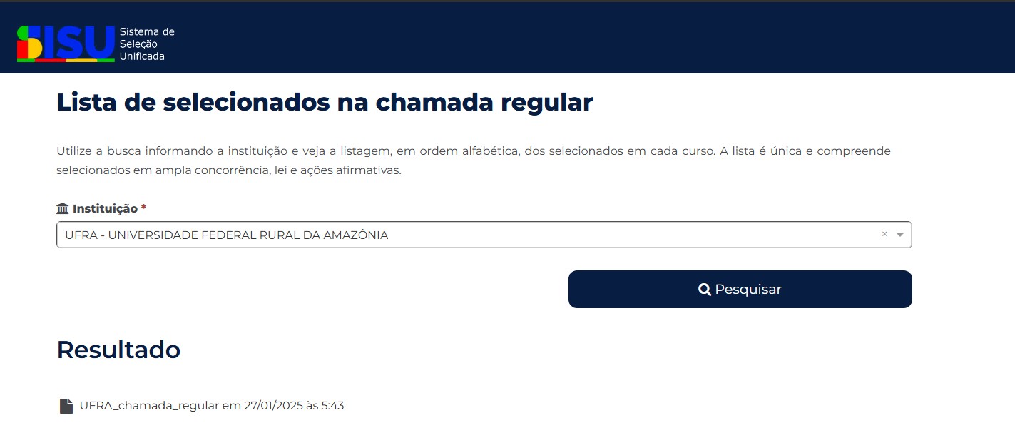 Veja a lista de aprovados na Universidade Rural da Amazônia pelo Sisu