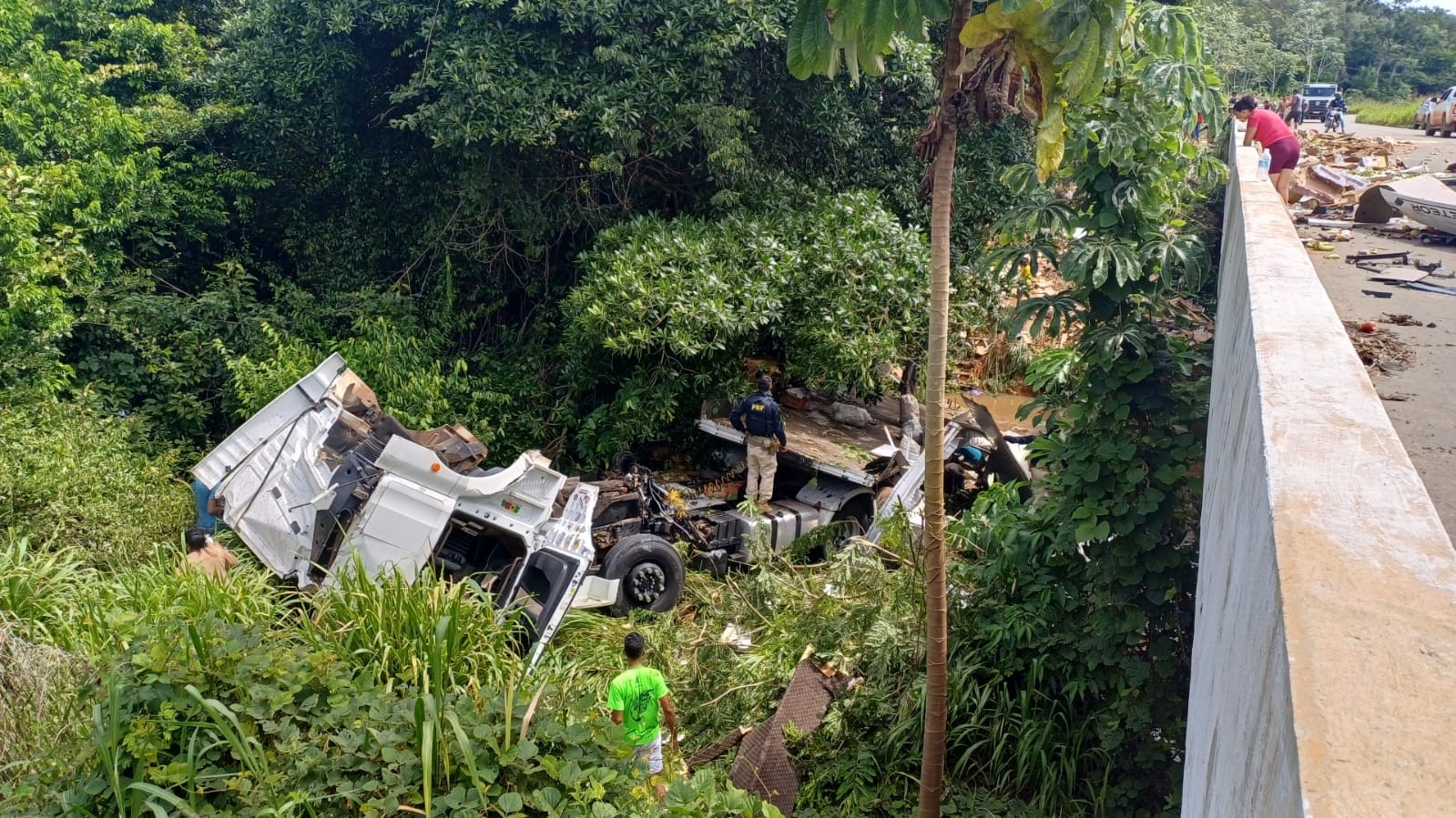 Caminhão cai de ribanceira na BR-230 em Itupiranga, no Pará